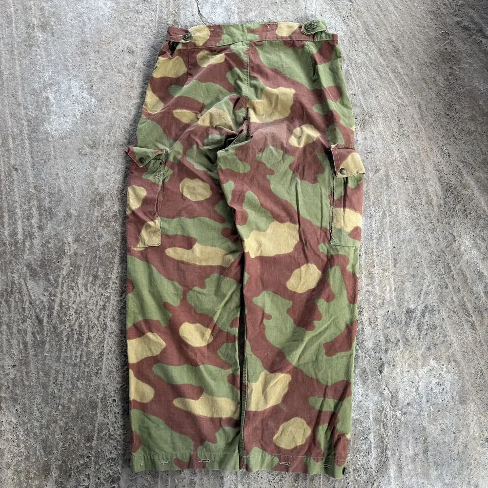 Vtg WWII Italian Camo Pants Military 34-38x31 Adjustable Telo Mimetico Frog Skin